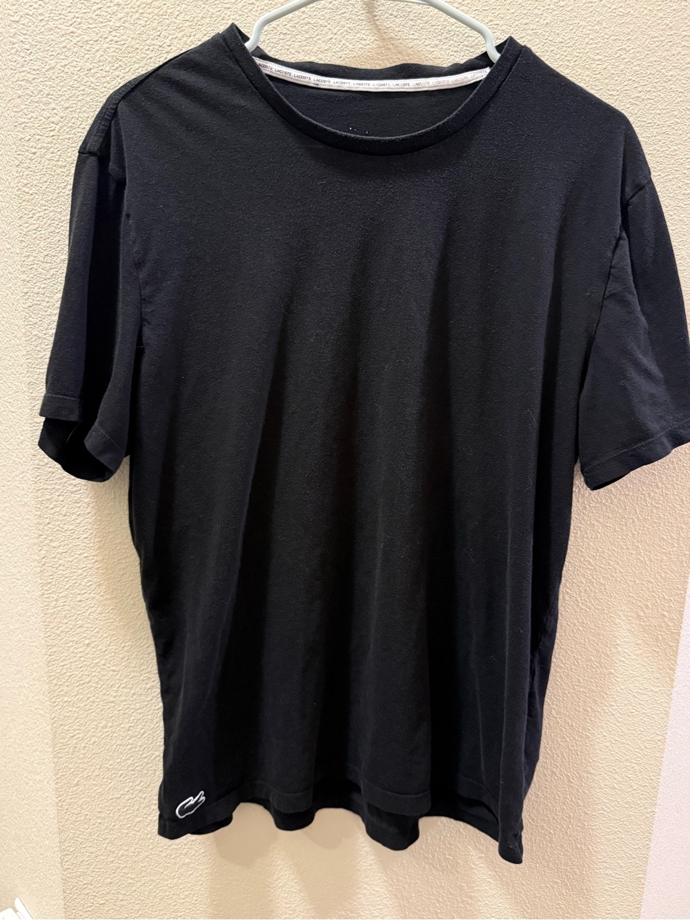 Lacoste Black Short-Sleeve Crewneck Tee with Subtle Hem Logo